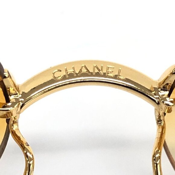 🧡RARE Chanel Vintage Sunglasses Rhinestone CC Logo Rimless Gradient Gold Orange - Picture 10 of 14